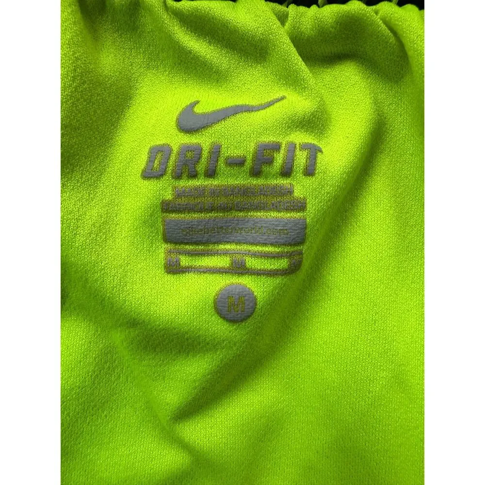 Nike Dri Fit Women's Shorts in Neon Green and Black Geometric Pattern, Size M